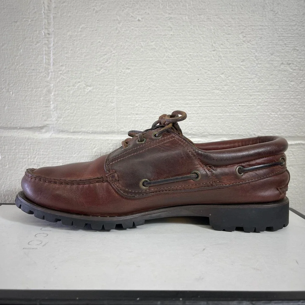 Timberland 3-Eye Classic Lug Boat Shoes Burgundy Leather Men's Size 8 D